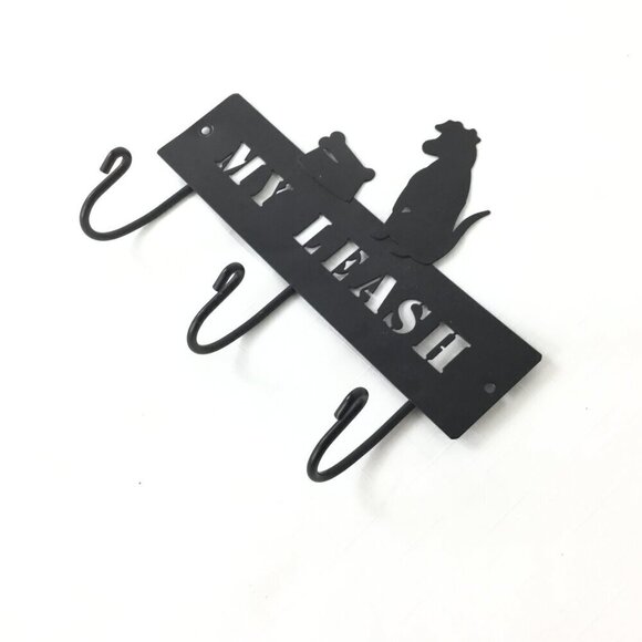 DEI Lucky Dog‎ ''My Leash'' Wall Mount Wall Hook Metal Rack Hanger Black - Picture 6 of 6